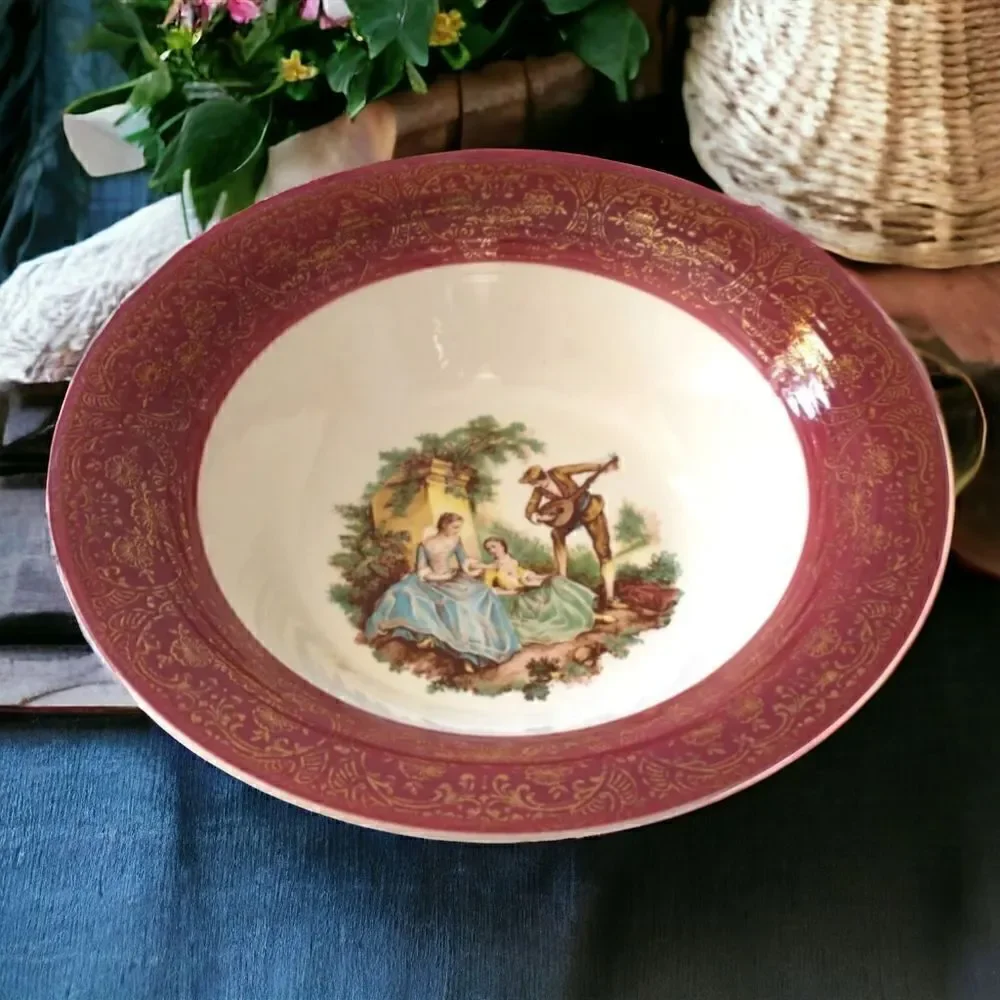 Sebring Pottery SERENADE Serving‎ Bowl Courting Couple Dish Romantic Victorian